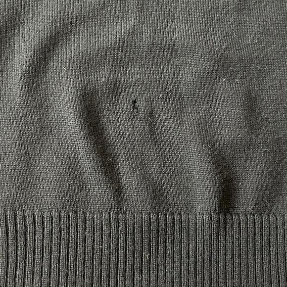 Black wool V-neck sweater #preppy #minimalist #knit 
Tiny pin sized hole. - Picture 6 of 6